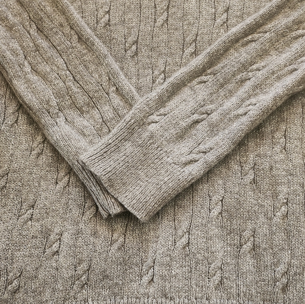 Loft V-neck Gray Pullover Sweater with Shimmering Material - Picture 4 of 5